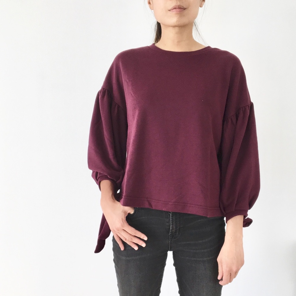 Langley crew sweater top with sleeve detail - Picture 4 of 8